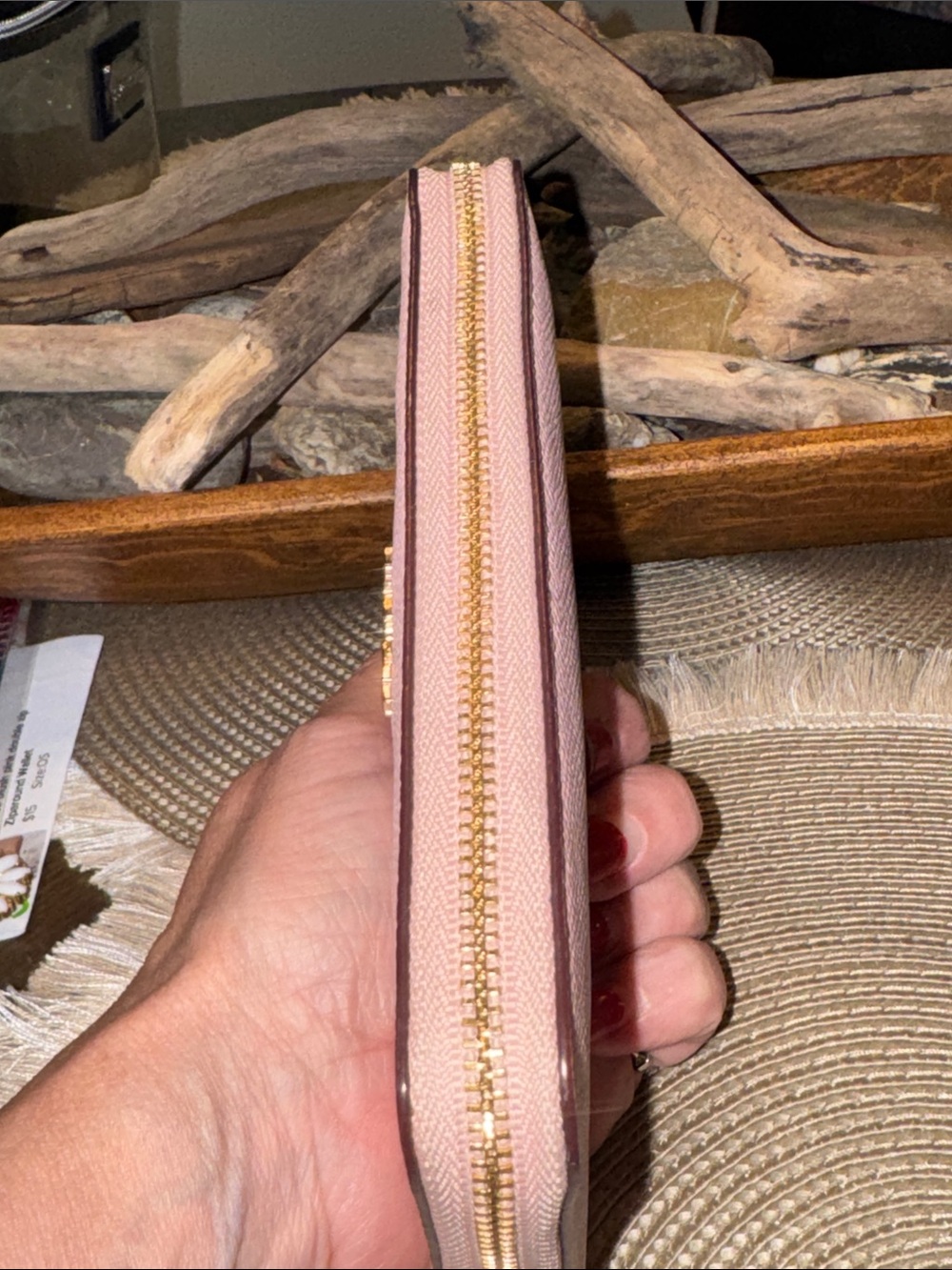 Coach Pink Zip-Around Wallet with Gold Hardware - Picture 6 of 9